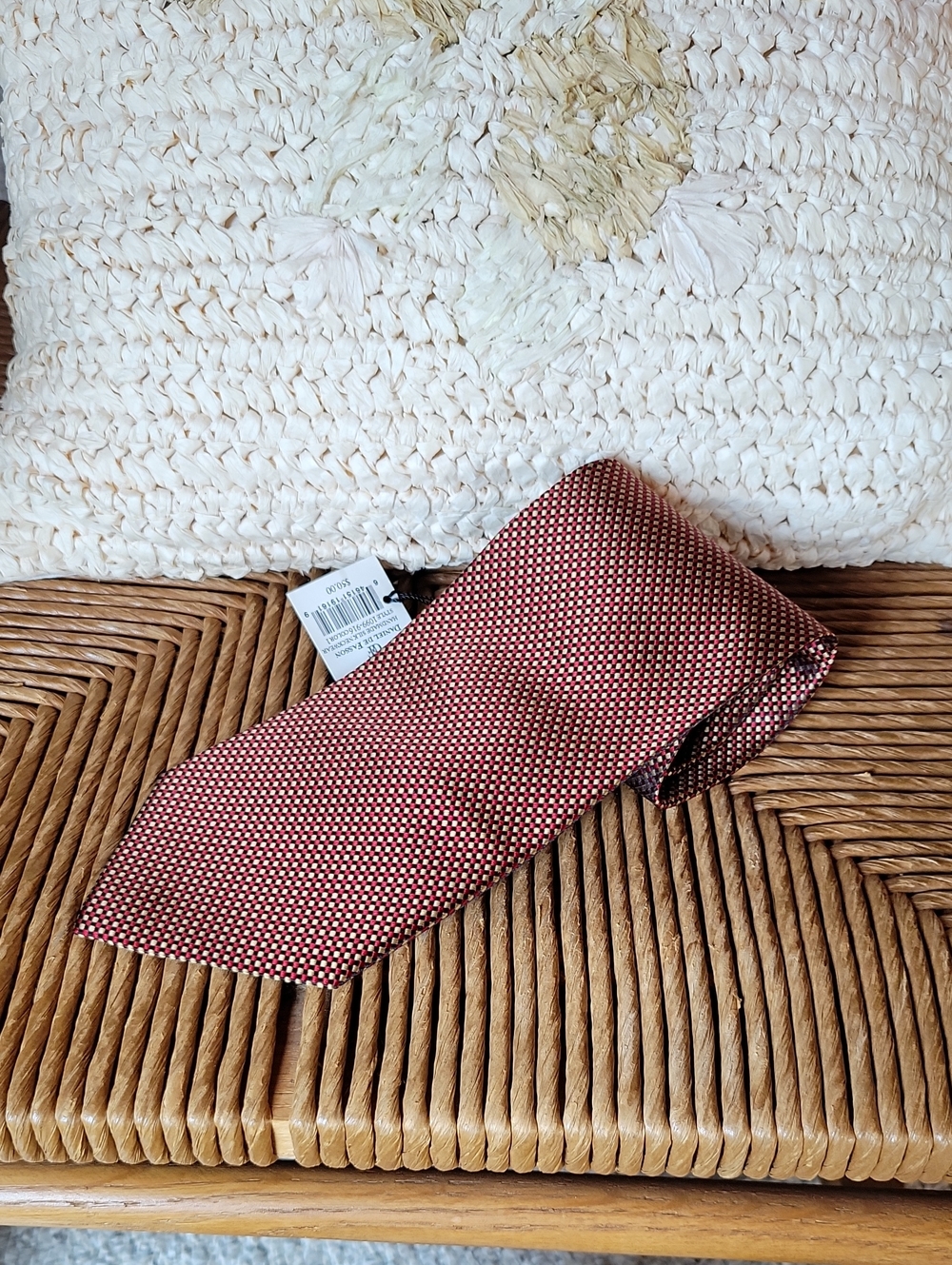 Daniel De Fasson handmade silk necktie, red/gold/black